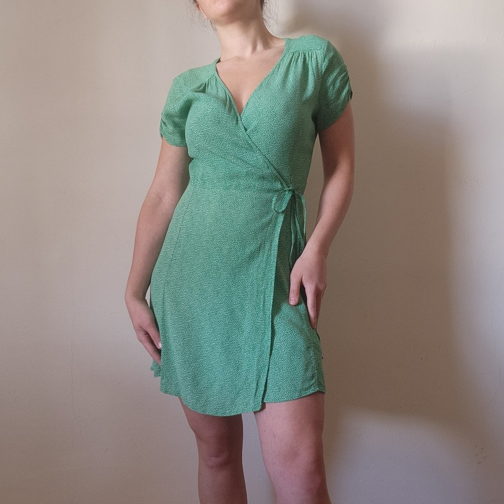 &Other Stories Green Wrap Dress